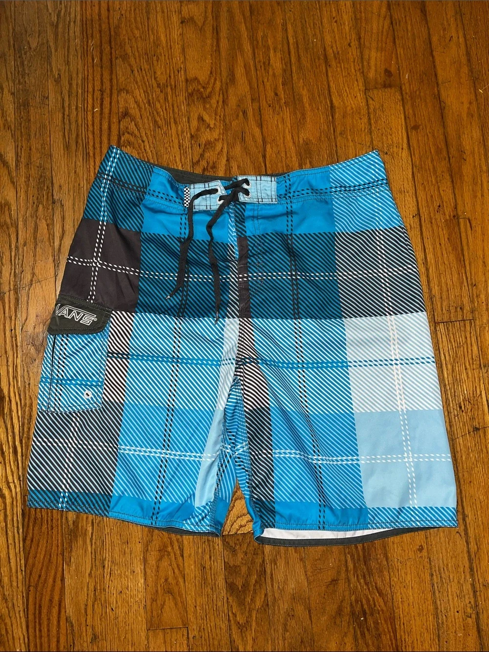 Vans Men's Blue Plaid Swim Shorts - Size 36